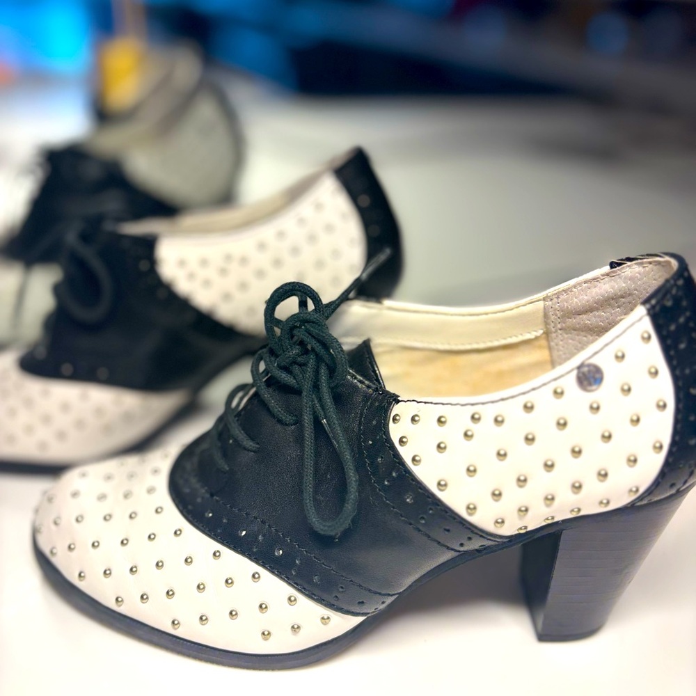 Black and White Studded Women's Shoes